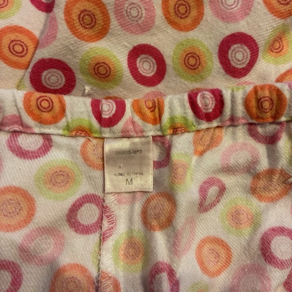 Vtg Victorias Secret Flannel Pajama Set Womens Medium 100% Cotton Circles Y2K - Picture 8 of 8